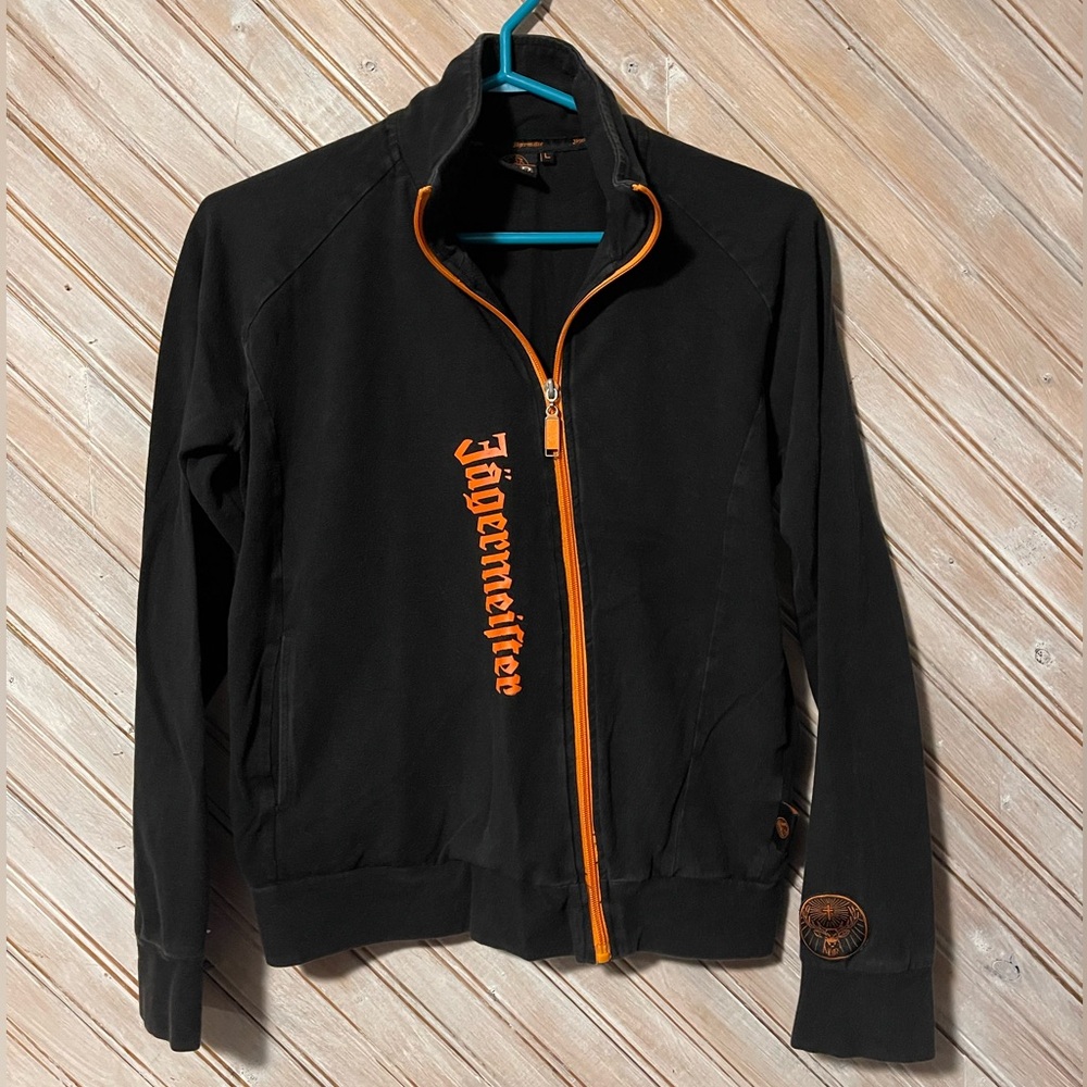Jagermeister orange & black full zipper sweater logo liquor long sleeve lcbo